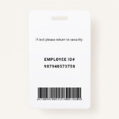 Bedrijfskaart voor werknemers badge (Achterkant)
