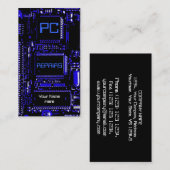 Bedrijfskaartsjabloon Blauwe PC-reparaties Visitekaartje (Voorkant / Achterkant)