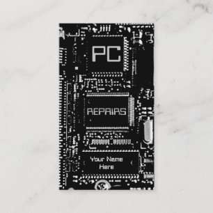 Bedrijfskaartsjabloon voor B & W-pc-reparaties Visitekaartje