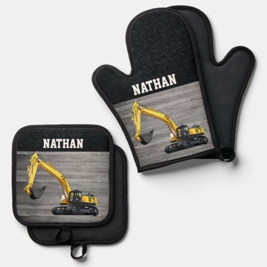 Bedrijfsklare graafmachines ovenwant & pannenlap set (Voorkant / Achterkant)