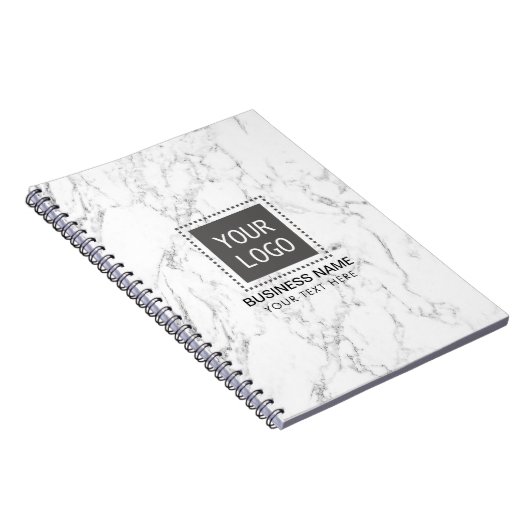 Bedrijfsklare Logo edele witte marmer Notitieboek (Rechterzijde)
