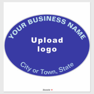 Bedrijfslocatie op Blue Large Oval Shape Vinyl Sticker