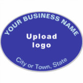 Bedrijfslocatie op Blue Large Oval Shape Vinyl Sticker (Voorkant)
