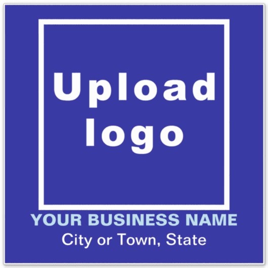 Bedrijfslocatie op Blue Large Square Vinyl Sticker (Voorkant)
