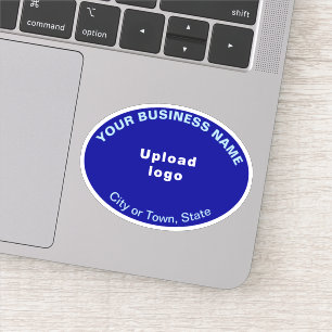 Bedrijfslocatie op Blue Oval Shape Vinyl Sticker