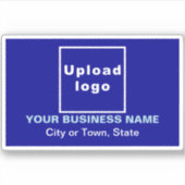 Bedrijfslocatie op Blue Rectangle Vinyl Sticker (Voorkant)