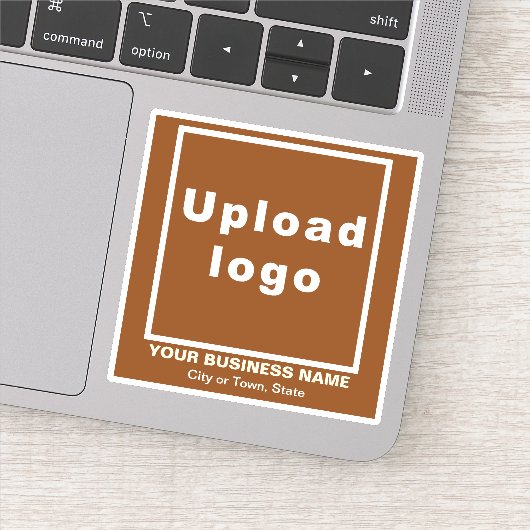 Bedrijfslocatie op Brown Square Vinyl Sticker (Detail)
