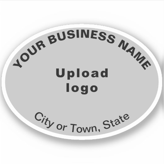 Bedrijfslocatie op Grey Oval Shape Vinyl Sticker (Voorkant)
