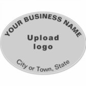 Bedrijfslocatie op grijs groot ovaal vorm vinyl sticker (Voorkant)