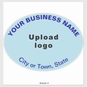 Bedrijfslocatie op lichtblauw groot ovaal vinyl sticker