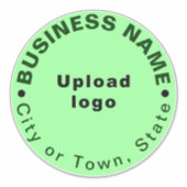 Bedrijfslocatie op lichtgroen groot rond vinyl sticker (Voorkant)