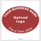 Bedrijfslocatie op Red Large Oval Shape Vinyl Sticker (Vel)