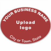 Bedrijfslocatie op Red Large Oval Shape Vinyl Sticker (Voorkant)