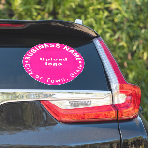 Bedrijfslocatie op Roze Groot Rond Vinyl Sticker