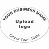 Bedrijfslocatie op wit groot ovaal vorm vinyl sticker (Voorkant)