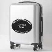 Bedrijfslocatie op zwart groot ovaal vorm vinyl sticker (Koffer)