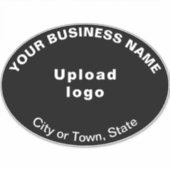 Bedrijfslocatie op zwart groot ovaal vorm vinyl sticker (Voorkant)