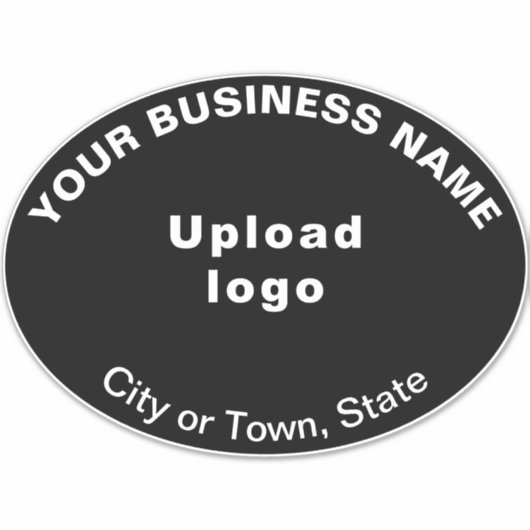 Bedrijfslocatie op zwart groot ovaal vorm vinyl sticker (Voorkant)