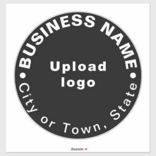 Bedrijfslocatie op zwart groot rond vinyl sticker