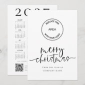 Bedrijfslogo 2027 kalender QR-code Prettig kerstfe Feestdagenkaart (Voorkant / Achterkant)