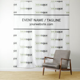 Bedrijfslogo Aangepaste tekst Half drop herhaling  Wandkleed