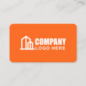 Bedrijfslogo Aannemer QR-code Oranje Aangepast Visitekaartje (Voorkant)