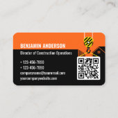 Bedrijfslogo Aannemer QR-code Oranje Aangepast Visitekaartje (Achterkant)