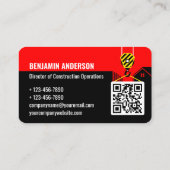 Bedrijfslogo Aannemer QR-code Rood Professioneel Visitekaartje (Achterkant)