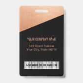 Bedrijfslogo Bar Code Werknemersfoto Roze Goud Badge (Achterkant)