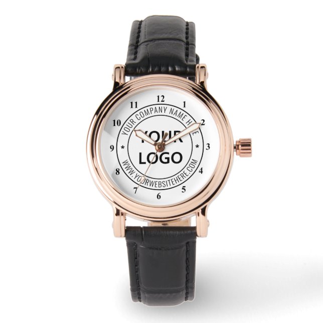 Bedrijfslogo Bedrijfsstempel Gepersonaliseerd  Horloge (Voorkant)
