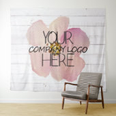 Bedrijfslogo Beursstand Achterwand Wit Hout Wandkleed (In Situ (horizontaal))