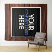 Bedrijfslogo beursstandaard Houten achtergrond Wandkleed (In Situ (horizontaal))