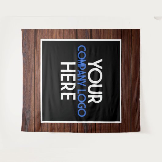 Bedrijfslogo beursstandaard Houten achtergrond Wandkleed (Voorkant (horizontaal))