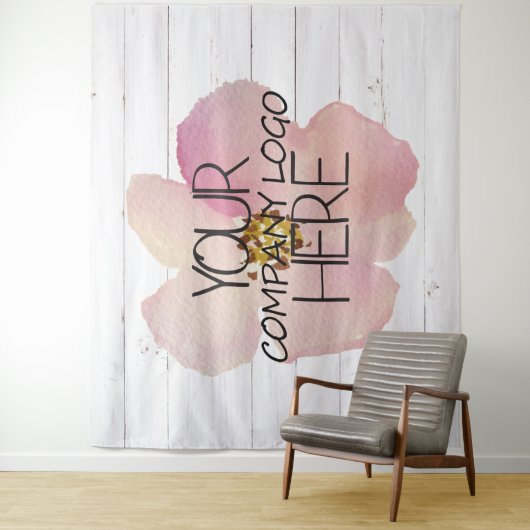 Bedrijfslogo Beursstandaard Wit Hout Wandkleed (In situ)