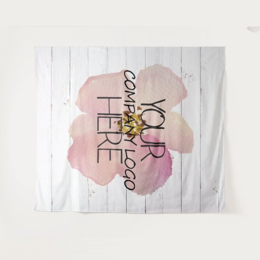 Bedrijfslogo Beursstandaard Wit Hout Wandkleed (Voorkant (horizontaal))