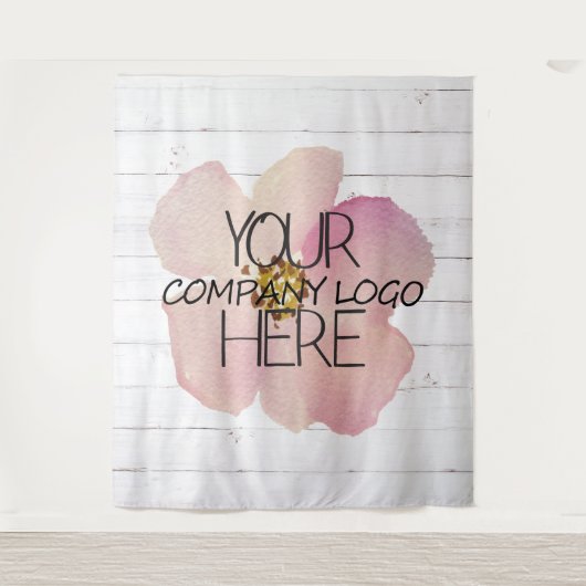 Bedrijfslogo Beursstandaard Wit Hout Wandkleed (Voorkant)