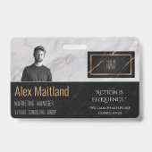 Bedrijfslogo Beveiligings ID Elegant Marmer Badge (Voorzijde)