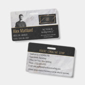 Bedrijfslogo Beveiligings ID Elegant Marmer Badge (Voor- en achterkant)