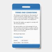 Bedrijfslogo Blauw Personeel Foto ID Badge (Achterkant)