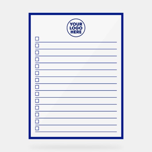 Bedrijfslogo Blauw Takenlijst Whiteboard Acryl Bord (Voorkant)