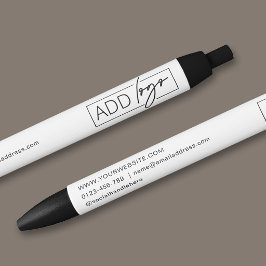 Bedrijfslogo & contactgegevens merkpromotie blauwe inkt pen