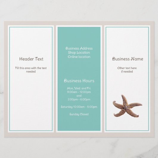 Bedrijfslogo Drie-delig Brochure Turquoise Zeester (Voorkant)