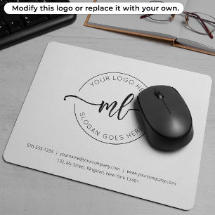 Bedrijfslogo Eenvoudig Monogram Beginletters Wit Muismat