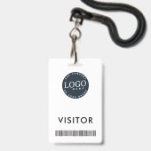 Bedrijfslogo en bedrijfsbarcode Bezoekers-ID Badge (Voorzijde met lanyard)