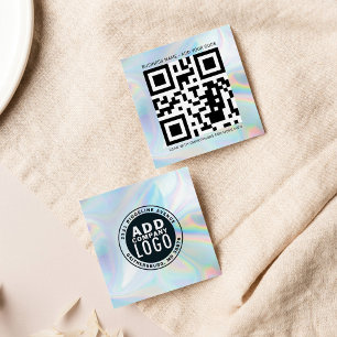 Bedrijfslogo en QR-code doe-het-zelf holografisch Vierkante Visitekaartje