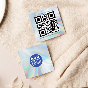 Bedrijfslogo en QR-code doe-het-zelf holografisch Vierkante Visitekaartje