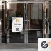 Bedrijfslogo eucalyptus welkom openings QR-code Raamsticker (Kantoordeur)
