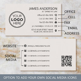 Bedrijfslogo Fax QR-code Professioneel Off-Wit Visitekaartje