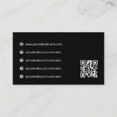 Bedrijfslogo Fax QR-code Professioneel Zwart Visitekaartje (Achterkant)