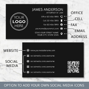 Bedrijfslogo Fax QR-code Professioneel Zwart Visitekaartje